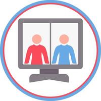 Online Meeting Flat Circle Icon vector