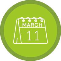 11th of March Flat Circle Multicolor Design Icon vector