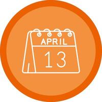 13th of April Flat Circle Multicolor Design Icon vector