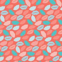 Seamless pattern with lips contour in pastel colors. Hand drawn doodle drawing in trendy colors. Print design for textile, wallpaper, wrapping, background vector