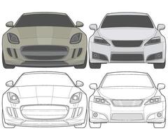 conjunto de frente ver vector ilustración de aislado realce color coche en blanco fondo, vehículo en un plano dibujos animados estilo.