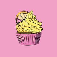 Illustration Lemon Birthday Cupcake vector