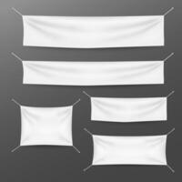 White Textile Banners with Folds Template Set. Suitable For Advertising, Party Banner, and Other, Vector Illustration