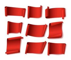 Red Paper Banners Set. Suitable For Sale Banner, Greeting Card, and Other, Vector Illustration