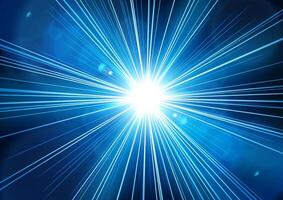 Blue Light Shining From Darkness with Realistic Lens Flare, Vector Illustration