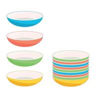 Stack of colorful plates isolated vector