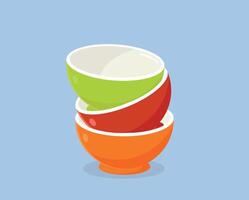 stack of colored bowl for cooking icon isolated vector