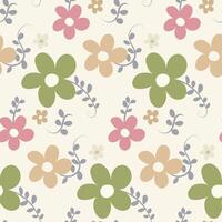 Colorful flower seamless pattern illustration. Hand drawn creative floral textile. vector