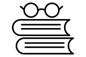 Glasses icon with book. icon related to scholarly reading, education. line icon style. element illustration vector