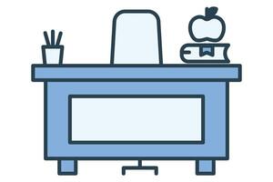 Teacher desk icon. icon related to workspace of a teacher. flat line icon style. element illustration vector