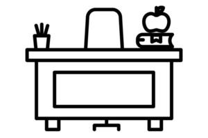 Teacher desk icon. icon related to workspace of a teacher. line icon style. element illustration vector