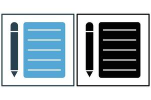 Pencil and Notepad icon. icon related to lesson planning and note-taking. solid icon style. element illustration vector