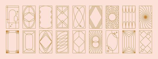 Modern aesthetic linear frame collection. Arch frames with sparkles and geometric forms for social media or poster design vector