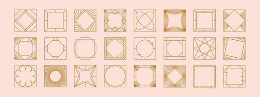 Modern aesthetic linear frame collection. Square frames with sparkles and geometric forms for social media or poster design vector