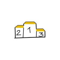 Simple podium outline doodle icon with yellow color. Vector illustration isolated. Premium quality symbol