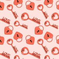 seamless pattern with red lock and key for love celebration design. Vector illustration can used for wrapping, greeting card.