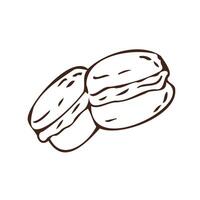 Doodle macaroons - sweet food icon isolated. Vector illustration can used for bakery background, invitation card, poster, textile, banner, greeting card, invitation card, bakery design