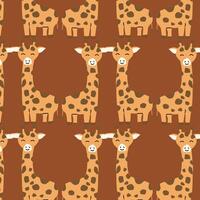 baby giraffe pattern on brown background vector