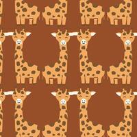 baby giraffe pattern on brown background vector