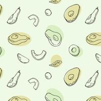 Outline avocado fruit background with simple shapes. Vector illustration can used for wrapping paper, banner and cover design.