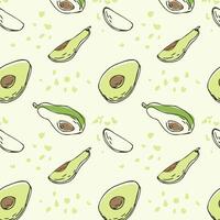 Sketch drawing of fruit, outline half, sliced avocado and seed. Vector illustration can used for wrapping paper, banner and cover design.