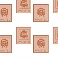 Boho pattern with wanted list of cowboy. Vector illustration isolated.