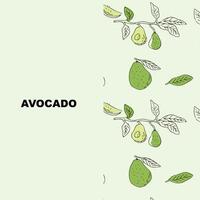 Sketch drawing background banner of avocado, avocado half, sliced fruit and seed. Vector illustration can used for wrapping, card.