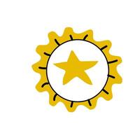 first place or win doodle icon with star. Vector illustration isolated. Award icon isolated.