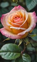 ai generado Rosa , hermosa Rosa en naturaleza, hermosa flor panorama foto