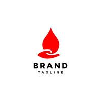 Simple Blood Donation Symbol Logo Design. Hand Icon Carrying Blood Drops Symbol Logo Design. vector