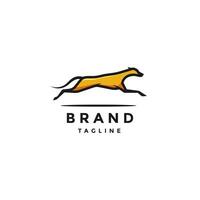 Brave Jumping Dog Logo Design. Silhouette of a Male Dog Running Fast Logo Design. vector