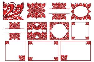 conjunto de rojo oramento marco frontera vector para decoración diseño