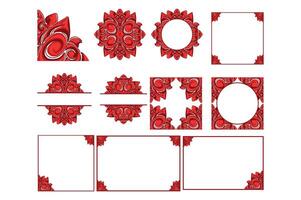 Set Of Red Orament Frame Border Vector For Decoration Design