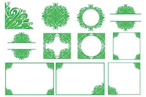 Set Of Green Ornament Frame Border Vector Design For Decoration