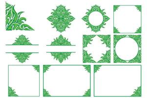 Set Of Green Ornament Frame Border Vector Design For Decoration