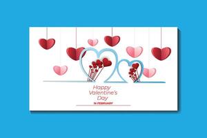 Happy valentines day greeting background in paper cut realistic style vector