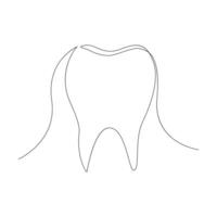 Vector Continuous line drawing of tooth isolated on white background illustration concept of dental