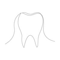 Vector Continuous line drawing of tooth isolated on white background illustration concept of dental