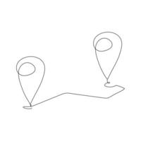 Location pointers one continuous line drawing isolated on white background minimalist design vector