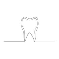 vector continuo línea dibujo de diente aislado en blanco antecedentes ilustración concepto de dental