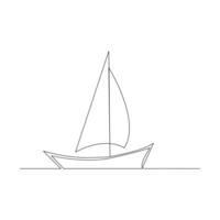 Vector continuous one line drawing of sailboat best use for logo poster banner stock illustration and minimal