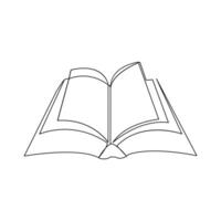 Vector in one continuous line drawing of book concept of education, library logo illustration