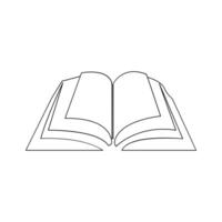 Vector in one continuous line drawing of book concept of education, library logo illustration