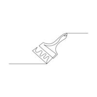 Vector in one continuous line drawing of paint brush sketch isolated on white background minimal