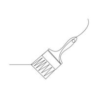 Vector in one continuous line drawing of paint brush sketch isolated on white background minimal