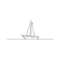 Vector continuous one line drawing of sailboat best use for logo poster banner stock illustration and minimal