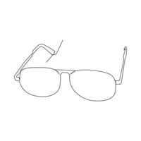 Vector in one continuous one line drawing of eye glasses. Sunglass one line design isolated on white background.