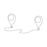 Location pointers one continuous line drawing isolated on white background minimalist design vector