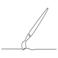 Vector in one continuous line drawing of paint brush sketch isolated on white background minimal