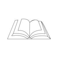 vector en uno continuo línea dibujo de libro concepto de educación, biblioteca logo ilustración